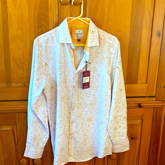 Tom Baine Holiday Collection White shirt. Large 16-16.5 NWT. Slim fit. - Picture 1 of 10